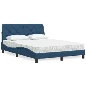 vidaXL Bed met matras stof blauw 140x190 cm
