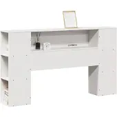vidaXL Hoofdbord met opbergruimte 150 cm massief grenenhout wit