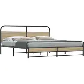 vidaXL Bedframe zonder matras metaal gerookt eikenkleurig 180x200 cm