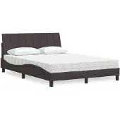 vidaXL Bed met matras "Hanko" stof donkerbruin 140x200 cm