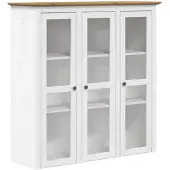 vidaXL Kast met glazen deuren BODO massief grenenhout wit en bruin