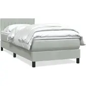 vidaXL Boxspring met matras fluweel lichtgrijs 90x220 cm