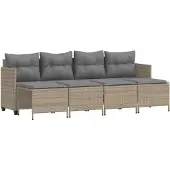 vidaXL 5-delige tuinmeubelset met kussens, beige, van polyrotan