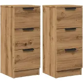 vidaXL Dressoirs 2 st 30x30x70 cm bewerkt hout artisanaal eikenkleur