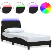 vidaXL Bedframe met LED zonder matras 90x200 cm stof zwart