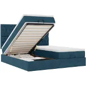 vidaXL Bed poef met matrassen en leds 200x200 cm fluweel donkerblauw