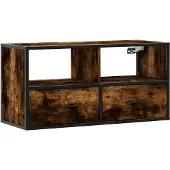 vidaXL Tv-meubel 80x31x39,5cm bewerkt hout metaal gerookt eikenkleurig