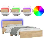 vidaXL Bedframe met hoofdeinde en LED sonoma eikenkleurig 120x190 cm