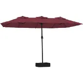 vidaXL Parasol dubbel dak met LED 449x265 cm bordeauxrood