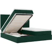 vidaXL Ottoman bed met matrassen 160x200cm fluweel donkergroen