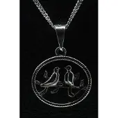 MOOYE ® - Collectie Zilveren Tortelduifjes in ring ketting hanger