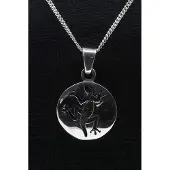 MOOYE ® - Collectie Zilveren Indiaan Hagedis rond 1 hopi style ketting hanger