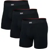 Saxx - Vibe Xtra Boxer Brief Fly 3-Pack - Synthetisch ondergoed L, zwart