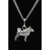 MOOYE ® - Collectie Zilveren Schipperke met staart ketting hanger - klein