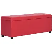vidaXL Bankje met opbergvak 116 cm kunstleer rood