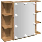 vidaXL Spiegelkast met LED-verlichting, design "Artisan Eik", 70x16,5x60 cm