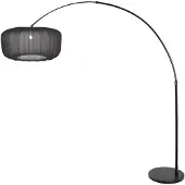 Steinhauer Zwarte booglamp Vela Lino 4565ZW met textiel kap Ø60 cm