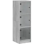 vidaXL Hoge kast met glazen deuren 35x37x109 cm grijs sonoma eiken