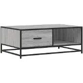 vidaXL Salontafel 90x57x35 cm bewerkt hout en metaal grijs sonoma
