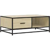 vidaXL Salontafel 90x57x35 cm bewerkt hout en metaal sonoma eiken