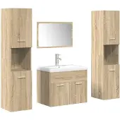 vidaXL 5-delige Badkamermeubelset bewerkt hout sonoma eikenkleurig