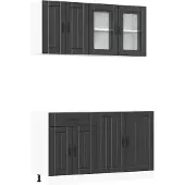 vidaXL 4-delige Keukenkastenset Lucca bewerkt hout zwart