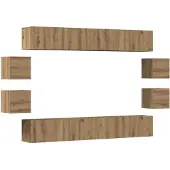 vidaXL 8-delig Tv-meubelset wandmontage bewerkt hout artisanaal eiken