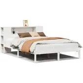 vidaXL Bed met boekenkast zonder matras grenenhout wit 160x200 cm