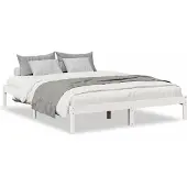 vidaXL Bedframe extra lang zonder matras grenenhout wit 140x210 cm