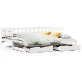 vidaXL Slaapbank met onderschuifbed/lades zonder matras 90x190 cm wit