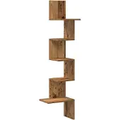 vidaXL Hoekwandschap 32x32x127,5 cm bewerkt hout oud houtkleurig