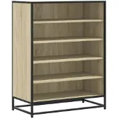 vidaXL Schoenenkast 75x38x97,5 cm bewerkt hout en metaal sonoma eiken