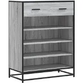 vidaXL Schoenenkast 75x38x97,5 cm bewerkt hout en metaal grijs sonoma
