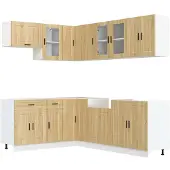 vidaXL 11-delige Keukenkastenset Porto bewerkt hout sonoma eikenkleur
