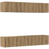 vidaXL Tv-wandkasten 4 st bewerkt hout artisanaal eikenkleurig