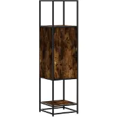 vidaXL Hoge kast 35,5x35x139 cm bewerkt hout en metaal gerookt eiken