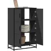 vidaXL Hoge kast 68x35x106,5 cm bewerkt hout en metaal zwart