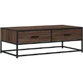 vidaXL Salontafel 100x50x35 cm bewerkt hout en metaal bruin eikenkleur