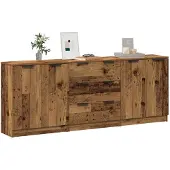 vidaXL Dressoirs 3 st 60x30x70 cm bewerkt hout oud houtkleurig