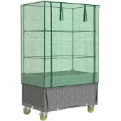 vidaXL Plantenbak verhoogd met hoes en wielen 80x50x182 cm rattanlook