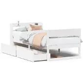 vidaXL Bedframe zonder matras massief grenenhout wit 75x190 cm