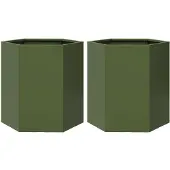 vidaXL Plantenbakken 2 st zeshoek 46x40x45 cm staal olijfgroen