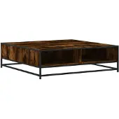 vidaXL Salontafel 100x100x30 cm bewerkt hout en metaal gerookt eiken