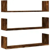 vidaXL Wandschappen 3 st 80x18x18 cm bewerkt hout gerookt eikenkleurig