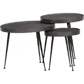 vidaXL Salontafel 3 stuks Zwart bewerkt hout