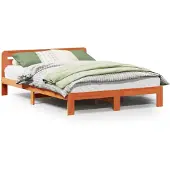 vidaXL Bed met matras massief grenenhout wasbruin 140x190 cm
