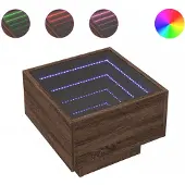 vidaXL Bijzettafel met LED 40x40x30 cm bewerkt hout bruin eikenkleur