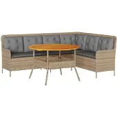 vidaXL 2-delige Loungeset met kussens poly rattan beige