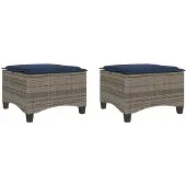 vidaXL Tuinkrukken met kussens 2 st 55x55x36 cm poly rattan grijs