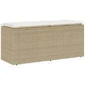 vidaXL Tuinbank met kussen 110x40x44 cm poly rattan beige